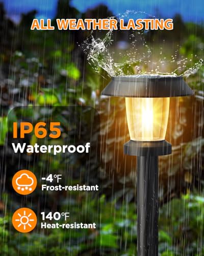 ALEPOD Solar Pathway Lights Outdoor - 10 Pack Solar Powered Garden Lights Waterproof IP65, Decor Landscape Lighting with Three Lighting Modes for Yard, Lawn, Walkway, Driveway, Warm White