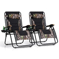 PHI VILLA XXL Oversized Padded Zero Gravity Chair Set of 2, Foldable Patio Recliner, 30" Wide Seat Anti Gravity Lounger with Armrest and Cup Holder, Support 400 LBS (Camouflage) - color: Camouflage, style: 2 Pcs