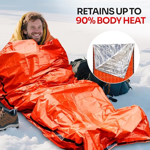 Emergency Sleeping Bag for Survival Gear and Supplies Life Bivy Sack Waterproof Mylar Emergency Blankets for Survival Kit Car Camping Gear Hiking Tac Bivvy Go Bags Supplies Sleep Sacks Shelter - size: [1 Pack]