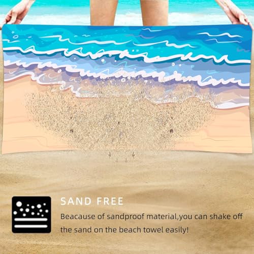 Beach Towel for Adults Ocean Wave Sand Design Lightweight Quick Dry Blanket Pool Vacation Travel Outdoor Summer Activities - color: Coastal Print 08