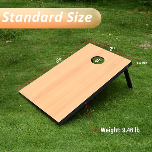 Cornhole Set, Regulation/Tailgate Size Cornhole Boards with 8 Bean Bags and Carrying Case, 4x2/3x2 Corn Hole Outdoor Game Toss Board for Adults Outside Activities - color: 3'x2' Natural Wood