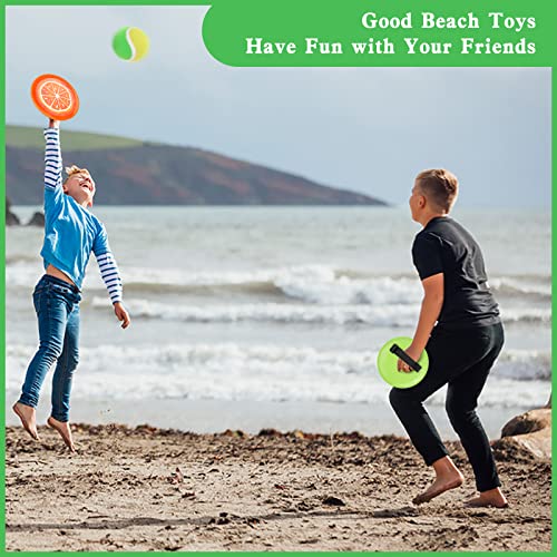 Toss and Catch Ball Game Set - Fruit Design Catch Game for Kids Adults Beach Yard Lawn Outdoor Indoor 6 Sticky Paddles 3 Balls and 1 Storage Bag - color: Multicolored