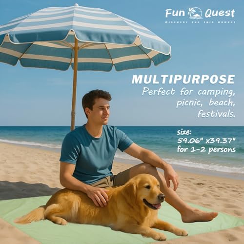 Picnic Blanket Waterproof – Packable Sand Proof Beach Blanket (0.42lb/0.66lb), Compact & Foldable, Fits in Pocket with Integrated Stakes, Ideal for Camping, Hiking, Travel, Concert, Festival - size: 82.68" X 59.06" for 3-4 Persons
