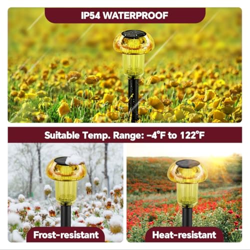 Easter Solar Pathway Lights Outdoor Decorative 4 Pack, Yellow LED Mushroom Solar Lights Outdoor Waterproof Solar Powered Decor for Yard Driveway Patio, Valentines Day Halloween Christmas Garden Decor - color: 4-Pack Yellow