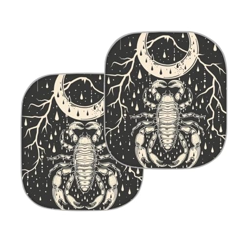 Moon Scorpion Sun Shade Blocking Sun Protection Cover for Car Portable Windshield Sun Shade 2-Piece Car Front Window Sunshade Blocks UV Rays Sun Visor - color: Moon Scorpion