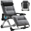 Slsy Zero Gravity Chair, Reclining Lounge Chair with Removable Cushion & Tray for Indoor and Outdoor, Patio Recliner Folding Reclining Chair - color: Linen Gray, style: Zero Gravity Chair