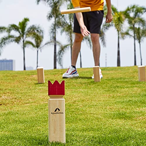 ApudArmis Kubb Yard Game Set, Viking Chess Outdoor Clash Toss Yard Game with Carrying Case - Rubber Wooden Backyard Lawn Games Set for Teenagers Adults Family - color: Burlywood
