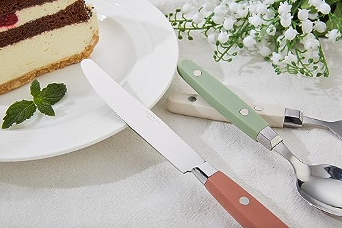 ANNOVA Silverware Set, Retro/Rivet Colorful Stainless Steel Tableware Kitchen Flatware Set Utensils, Includes Dinner Knives, Forks, Spoons, Salad Forks & Dessert Spoons (Morandi Mix, 20 Pieces) - color: Morandi Mix, size: 20 Pieces