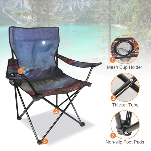 Northroad Camping Chair Portable Camp Chair, Folding Lawn Chair with Cup Holder for Outdoor Camping, Hiking, Travel, Patio, Beach, Picnics - color: Sky Blue