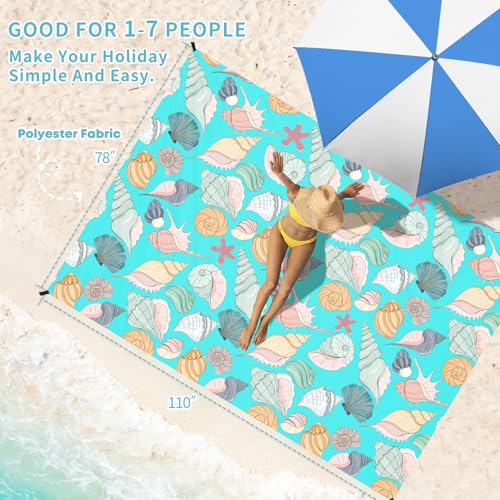 Beach Blanket 78''×110'' Suits 1-7 Adults Waterproof Sandproof Lightweight Oversized Large Picnic Mat Blanket for Beach Travel Camping Picnic Hiking - color: Conch, size: 9'2" x 6'6"