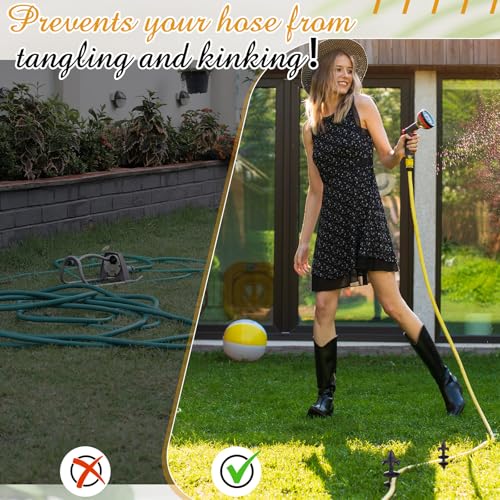 Tandefio 3 Pcs Fleur De Lis Garden Hose Guide Stakes, Heavy Duty Decorative Antique Black Cast Iron Metal Hose Guides, Plant Protector for Lawn Yard Flower Bed - style: Fleur De Lis