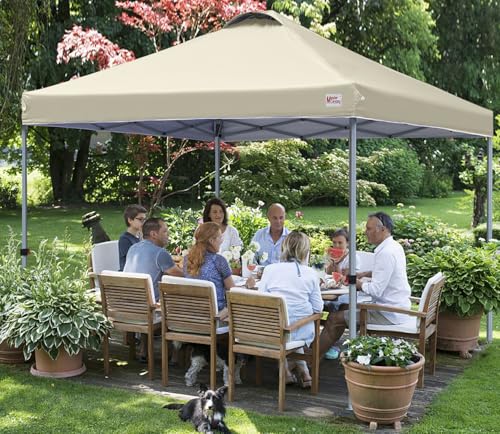 MASTERCANOPY Durable Pop-up Canopy Tent with Roller Bag (10x10, Beige) - color: Beige, size: 10x10