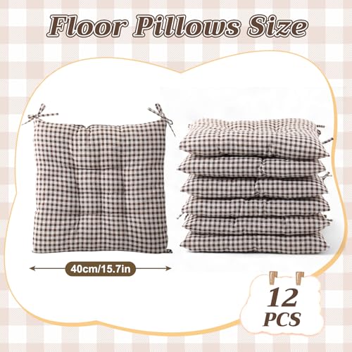 Geetery 12 Pcs Floor Pillows Bulk Seating Cushions for Floor Chair 15.7'' Large Meditation Cushion for Yoga Living Room Tatami Bedroom Balcony Office (Plaid Color,Square) - color: Plaid Color, size: Square