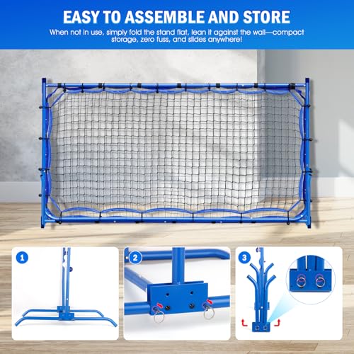 Pickleball Rebounder Net with Kitchen Lines System for Solo Training Equipment, 7.9FT or 6FT 2in1 Mini Pickleball Practice Net Portable Trainer for Driveway Backyard Garage, Easy Setup & Storage - size: 6FT Adjustable Pickleball Net