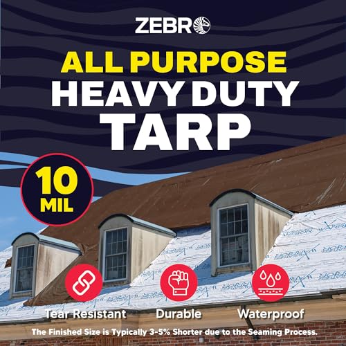 16' x 20' Brown/Silver Heavy Duty Tarp with Grommets Reinforced - 10 Mil Thick - Double Sided Plastic Waterproof Tarps - Large Tarpaulin Cover for Outdoor Camping Tent Tarp RV Roof Rain - Zebro - color: Brown/Silver, size: 16' x 20'
