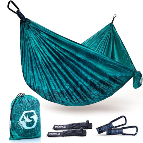 Foxelli Camping Hammock – Ultralight Hammock for Backpacking, Hiking, Festivals, Travel - Easy Setup with Tree-Friendly Ropes & Steel Carabiners, Heavy Duty Parachute Nylon - color: Mandala