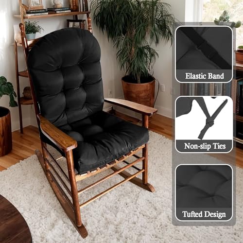 Adirondack Chair Cushion, Thick Indoor/Outdoor Rocking Chair Cushion with High Elasticity PP Cotton, Fade-Resistant, 44'x19'x4 - color: Black