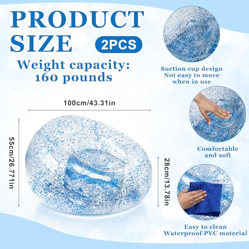 Realspring Inflatable Bean Bag Chair for Adult Bean Bag Sofa Chair Blow up Inflatable Furniture for Outdoor Living Room Bedroom Balcony Travel Party Gift Accessories(Pink and Blue Glitter,2 Pcs) - color: Pink and Blue Glitter