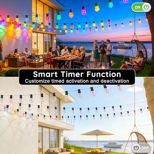 AHRLHR 300FT RGB+IC Outdoor String Lights,Outside Light Dimmable Shatterproof LED Bulbs,Balcony, Outdoor Living， IP67 Waterproof Chasing Effect Lighting DreamColor Patio Strip Lights for Backyard - size: 300FT