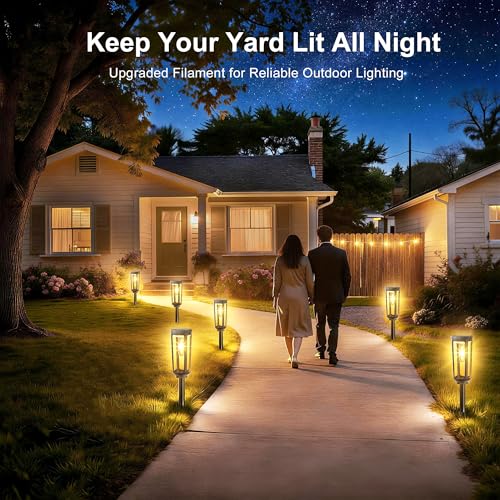 Solar Pathway Lights Outdoor Waterproof IP65, 8 Pack Warm White Solar Walkway Lights, Auto On/Off Outdoor Light for Lawn Garden Patio Driveway Decor Landscape Lighting - color: Warm Light, size: 8 Pack