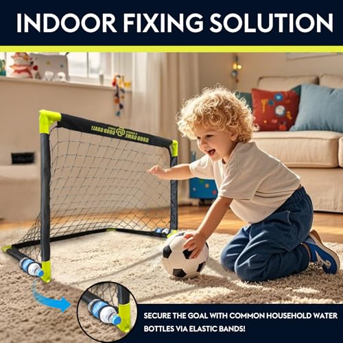 Mini Folding Soccer Goal Set for Kids,Indoor Outdoor Portable Training Goal with Ball & Pump,3x2x2ft (Black/Green)
