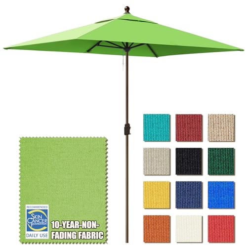 EliteShade USA 10-Year-Non-Fading 6.5x10Ft Rectangular Market Patio Umbrella, UPF 50+ UV Protection Performance Sun Umbrella, Heavy Duty Commercial Grade Outdoor Table Umbrella with Crank, Windproof Vented Top for Garden, Pool, Deck and Outdoor Playsets,