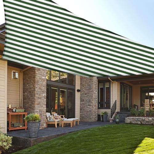 LOVE STORY 6.5' x 10' Rectangle Green-White Sun Shade Sail Canopy UV Block for Outdoor Patio Garden Backyard - color: Green-White, size: 0 6.5' x 1 0'