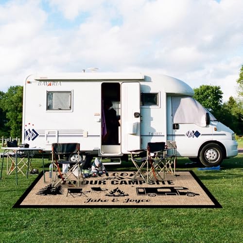 Custom Outdoor Rug for Camping Drive Slow Drunk Campers Matter RV Trailer Decor Camping Rug for Outdoors, Backyard, Patio, Picnic, Beach, 30 x 55 Inch, 23 RV Optional - color: Drive Slo, size: 2'6" x 4'7" (Rectangular)