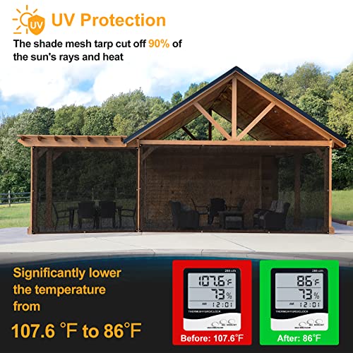 UCINNOVATE Garden 90% Shade Tarp 10x20 FT UV Resistant Sunshade Mesh Cover with Grommets, Sunscreen Net for Plant Heat Protection, Black Shade Cloth for Outdoor Pergola Patio Deck Backyard Barn Kennel - color: 90% Shading Rate, size: 10x20ft