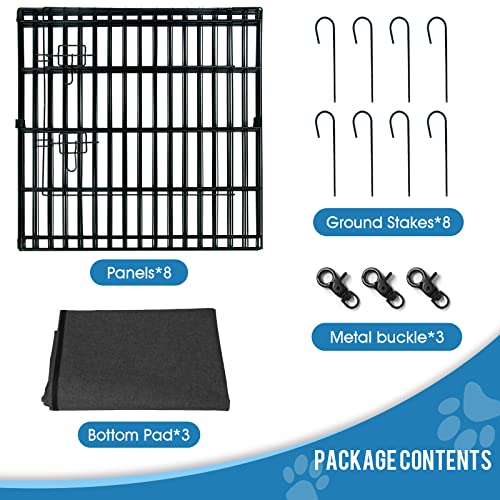 Artmalle Puppy Pet Playpen 8 Panel 24 Inch Indoor Outdoor Metal Portable Folding Animal Exercise Dog Fence Ideal for Pet Animals Dog Cat Rabbit Breed Puppy with Bottom Pad (Black with Bottom pad) - style: 24'' x 24'' with Bottom cover