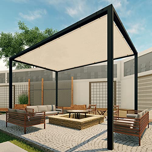 Patio 8' x 16' Sun Shade Cloth with Grommets, Outdoor Shade Sail Pergola Shade Cover Canopy, UV Block Privacy Screen Fabric with Straight Edge for Garden Deck Backyard Porch, Beige