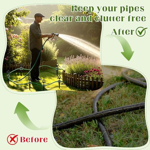 Zonon 6 Packs 12 Inch Garden Hose Guide Stake Heavy Duty Cast Iron Hose Guides Spike Decorative Garden Stakes Protector for Lawn Yard - Keeping Hoses Away from Flower Beds(Elegant Style) - style: Elegant Style