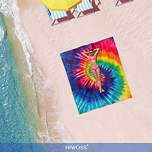 Beach Blanket Waterproof Sandproof Oversized 95”x 80”,Sand Free Beach Mat with Corner Pockets,Portable Mesh Bag for Beach Festival,Picnic,Travel and Outdoor Camping (Rainbow) - color: Rainbow