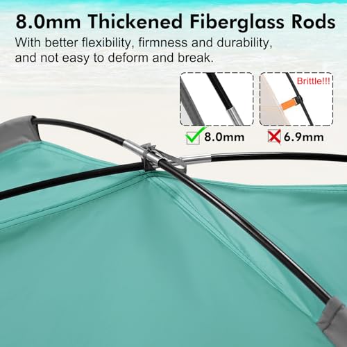 WhiteFang Beach Tent Anti-UV Portable Sun Shade Shelter for 3/4/6/8 Person, Extendable Floor with 3 Ventilating Mesh Windows Plus Carrying Bag, Stakes and Guy Lines - color: Beach Glass, size: 3 Person