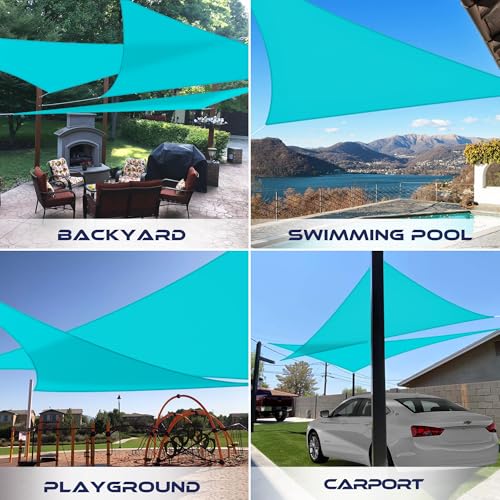Windscreen4less 5'x5'x7.1' Waterproof Sun Shade Sail Right Triangle Shade Canopy Cover UV Block for Backyard Patio Deck Balcony Pergola Garden (Turquoise) - color: Turquoise, size: 5' x 5' x 7.1'