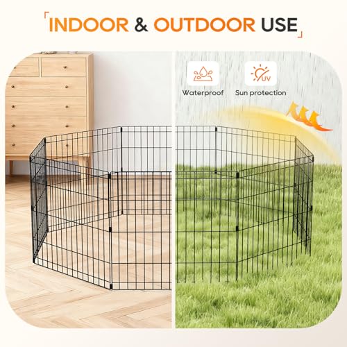 NChanmar Pet Dog Palypen Foldable Portable Metal Dog Fence Pet Exercise Pen for Outdoor & Indoor 24 Inch Height 8 Panels Puppy Palypen Kenne w/Door for Puppy Dogs Small Breeds, Black - size: 24 In