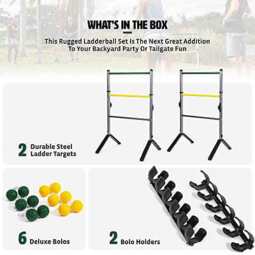 EastPoint Sports Go! Gater Premium Steel Ladderball Set - Features Sturdy Steel Material, Built-in Scoring System, Complete with All Accessories - color: Grey/Yellow