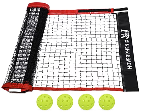 Pickleball Replacement Net 22ft x 3ft for Indoor or Outdoor Fits for Most Free-Standing Pickle Ball Frame Come with 4 Outdoor Pickle Balls (Net Only) - color: Black and Red