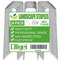 24 Pack Garden Stakes, U-Shaped Tent Stakes, Galvanized Landscape Staples, Ground Stakes, for Landscaping Securing Weed Barrier Fabric, Irrigation Tubing, Holding Fence, Tarpaulin - size: 24 Pack