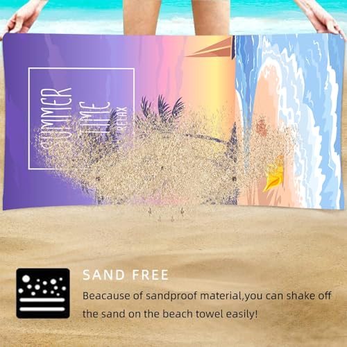 Beach Towel Coastal Design Quick Dry Sand Free Oversized Travel Towel for Pool Picnic and Outdoor Use - color: Coastal Print 07