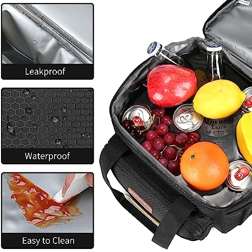 Tactical Lunch Box for Men- Large Insulated Lunch Bag-Expandable Adult Lunch Box with Adjustable Shoulder Strap-Large Lunch Tote Bag for Work Camping Fishing (Black) - color: Tactical Black