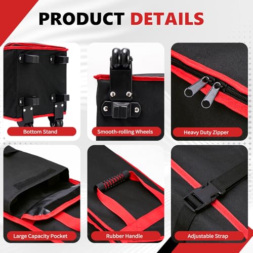 10 x 10 x 62in Tent Bag Replacement with Roller Wheels, Carrying Bag Parts with Handles for 10 x 10 Pop Up Canopy Tent, Made of 800D Waterproof Oxford Fabric for Outdoor Storage (10x10x62in) - size: 10x10x62in