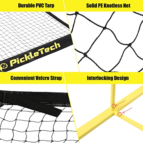 PICKLETECH 4.0 Slim Version Portable Pickleball Nets Outdoor Game 22 FT Pickleball Net-USAPA Regulation Size-Pickle Ball Net System with Carrying Bag for Driveway - color: Yellow, size: 22ft-4.0slim