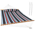 Sunnydaze Quilted Double Hammock for Outside with Spreader Bars and Pillow - 450 lb Capacity, 74x55 Inch Bed, UV Resistant, Quick Dry - Chains Included, Stand Sold Separately - Nautical Stripe - color: Nautical Stripe
