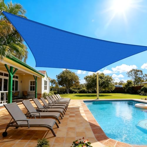 Artpuch Sun Shade Sail, 11'X17' Blue Rectangle Curved Edged Sun Shade, Commercial Grade 185GSM HDPE UV Permeable Outdoor Shade Cloth for Deck, Backyard, Patio (Custom Sizes Made) - color: Blue, size: 1 1' X 1 7'