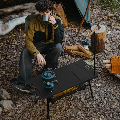 Naturehike Tactical Camping Table with Adjustable Height, Collapsible Table Lightweight with Carry Bag for Camping, Travel expeditions, Hiking, Picnics, BBQs & Beach Trips - color: Black