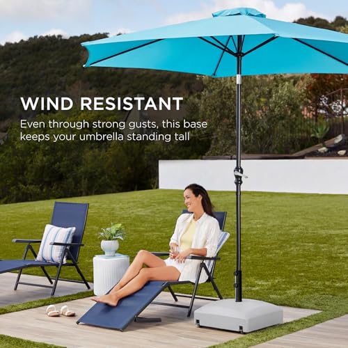 Best Choice Products 123lb Capacity Fillable Mobile Umbrella Base Heavy Duty Market Stand for Patio, Deck, Poolside w/ 4 Wheels, 2 Locks, 2 Knobs, Wind-Resistant Design - Gray - color: Gray