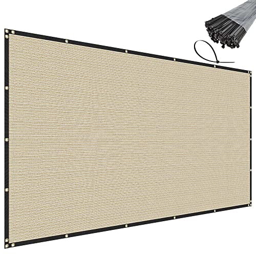 SunnyRoyal 6' x 2' Beige Privacy Fence Screen Heavy Duty Windscreen Mesh Fencing Shade Fabric with Brass Grommets for Outdoor Fence Garden Patio Swimming Pool - color: Beige, size: 6' x 2'