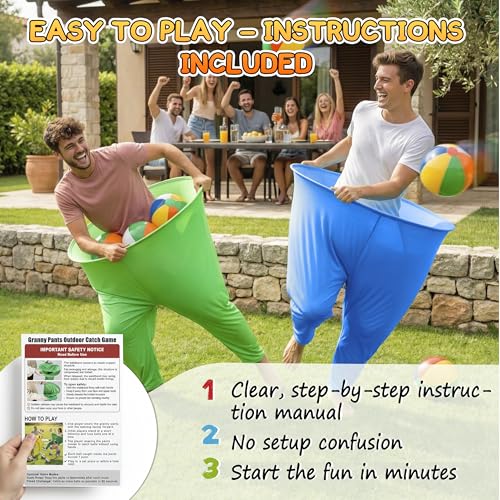 Granny Pants Yard Game, Granny Pants Outdoor Party Game, with Bouncy Balls, Storage Bag & Air Pumps – Funny Easter Lawn Games for Adults, Groups, Backyard Party & Family Gatherings - color: Green+Blue