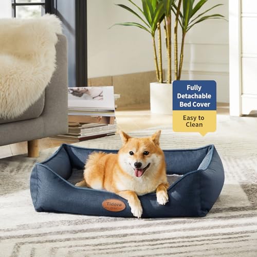 Tidore Orthopedic Dog Beds for Small Dogs, Durable Egg Crate Foam Sofa Dog Bed with Washable Removable Cover, Waterproof Lining, Pet Bed for Medium Dogs, Navy - color: Navy Blue, size: 26.4"l X 21.7"w X 6.2"th